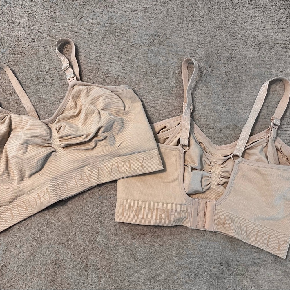 Kindred Bravely Women's Tan Nursing/Pumping Bras (set of 2)